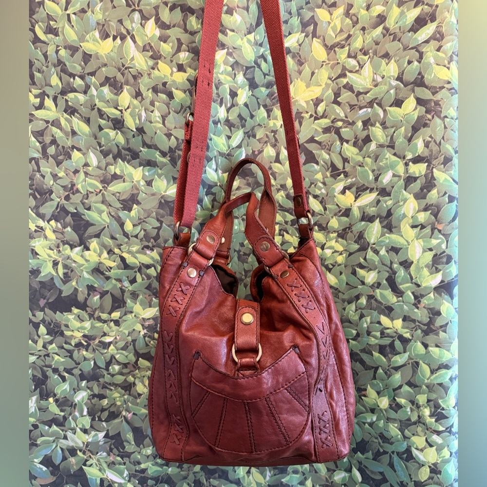 Vintage Lucky Brand Leather Hobo Satchel Bag - Picture 2 of 14